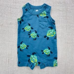Tea Collection Turtle Tank Romper EUC 0-3mo